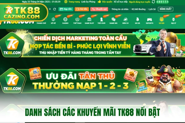 Danh sách các khuyến mãi TK88 nổi bật 
